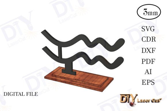 Aquarius Zodiac Signs with Stand Svg for Laser Cutting Ornaments