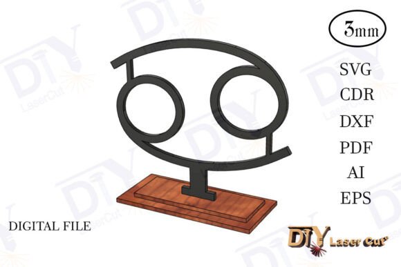 Cancer Zodiac Signs with Stand Svg for Laser Cutting Ornaments