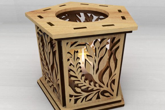Candle Holder with Intricate Leaf: Laser Cutting in Shadow Boxes