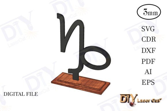 Capricorn Zodiac Signs with Stand Svg for Laser Cutting Ornaments