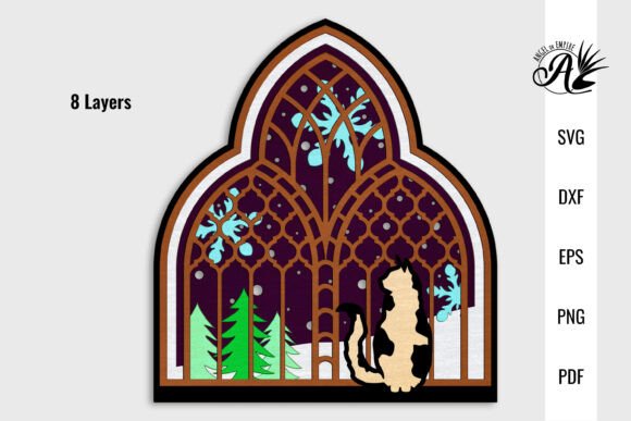 Cat in Arched Window Admiring Snow: Laser Cutting and Shadow Boxes Review