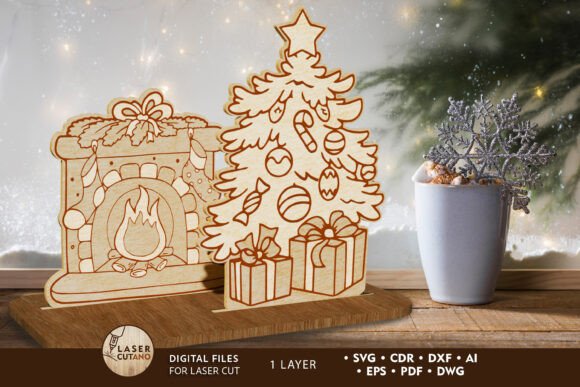 Christmas Decorative Stand Wood Cut File for Laser Cutting