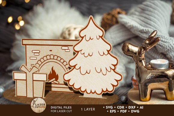 Christmas Fireplace Stand Decoration: Laser Cutting & Winter Amp Review