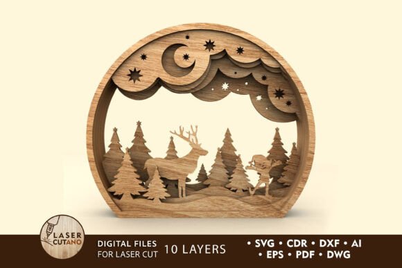 Christmas Globe Decorative Template for Laser Cutting & Winter Amp