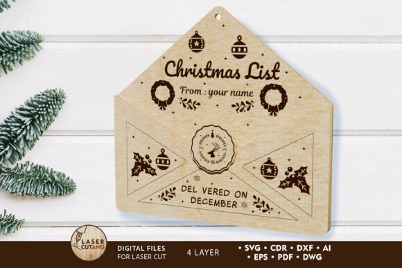 Christmas List to Santa Cut File for Laser Cutting & Winter Amp