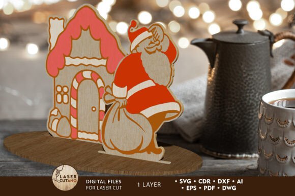 Christmas Santa Decorative Stand for Laser Cutting and Winter Amp