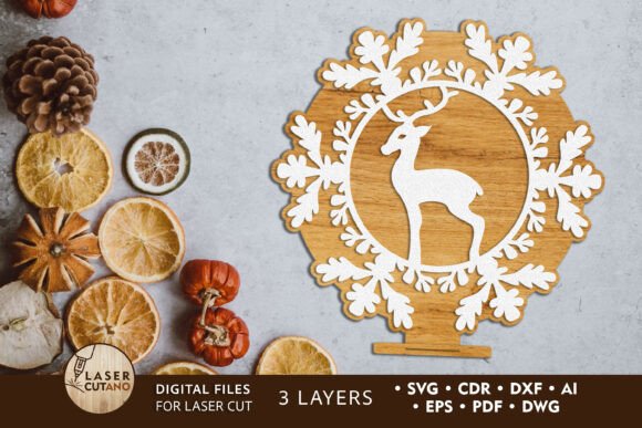 Christmas Snowflake Ornament with Deer: Laser Cutting for Winter Amp