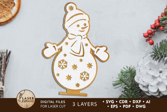 Christmas Snowman Decorative Stand File: Laser Cutting & Winter Amp Review