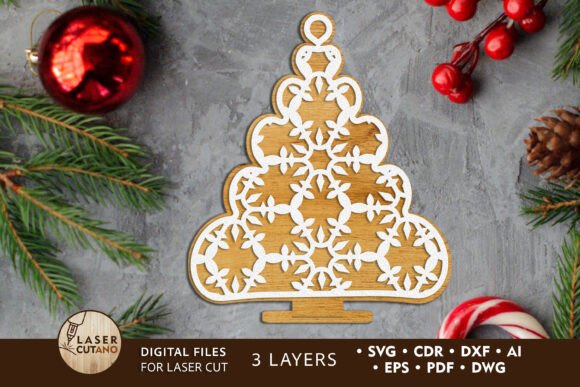 Christmas Stand with Ornaments Template: Laser Cutting & Winter Amp Review