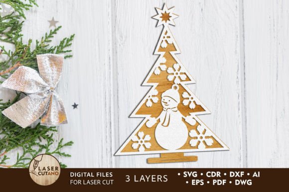 Christmas Tree Decoration with Snowman: Laser Cutting for Winter Amp