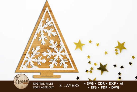 Christmas Tree Stant Cut Template for Laser Cutting & Winter Amp