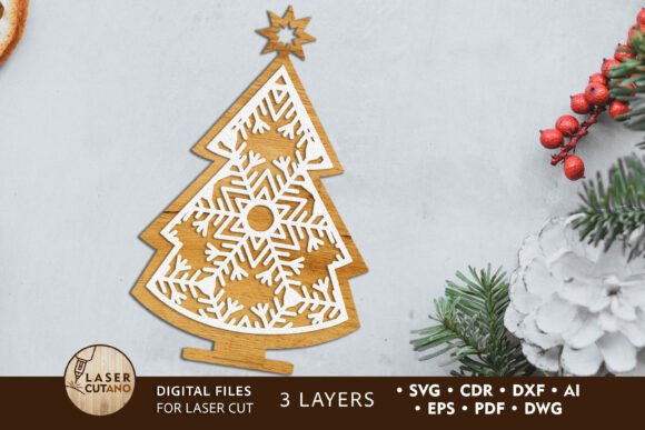 Christmas Tree with Snowflake Ornaments