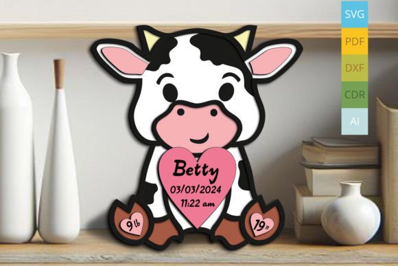 Cow Baby Birth Announcement Sign Newborn Laser Cutting Signs