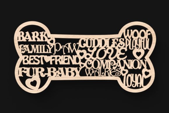Dog Bone Words Sign Svg Laser Cut Files for Signs