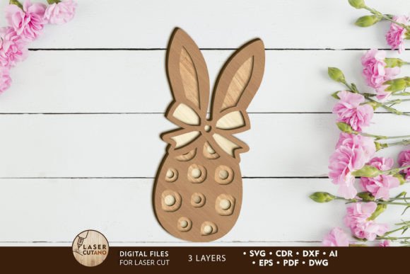 Easter Decorative Bunny Egg Template for Laser Cutting and Spring Amp