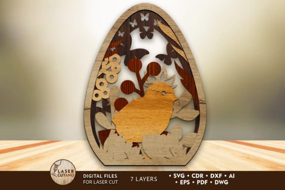 Easter Egg Multilayer Laser Cut Template for Spring Amp