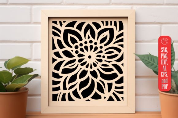 Laser Cut Flower in Frame Wall Decor SVG