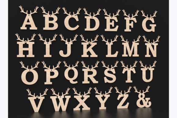 Laser Cut Reindeer Letter Baubles Svg for Winter Amp