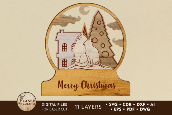 Merry Christmas Wood Cut Template for Laser Cutting & Winter Amp