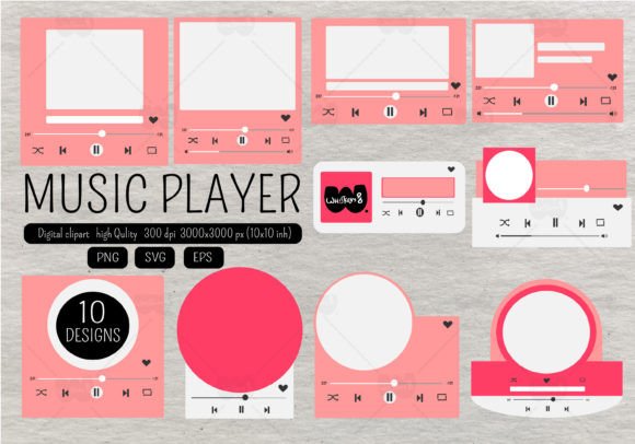 Music Player Display Clipart Set: Graphics and Crafts for Editorial Design