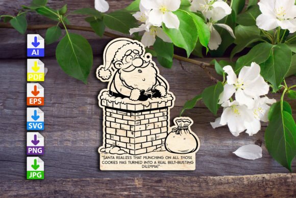 Santa Realizes Ornament for Laser Cutting and Ornaments