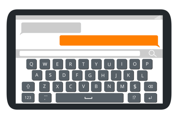 Tablet Display with Screen Keyboard. Typ Graphics and Illustrations