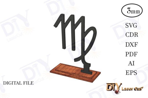Virgo Zodiac Signs with Stand Svg for Laser Cutting Ornaments